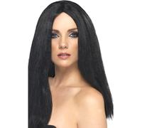 Mujer Sher Estilo Negro Largo Peluca Mujer Disfraz de Bruja Halloween Disfraz