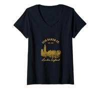 Mujer Sherlock Holmes 221B Baker Street Diseño Vintage Camiseta Cuello V