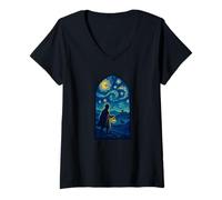 Mujer Sherlock Holmes Noche Estrellada Detective Vintage Camiseta Cuello V