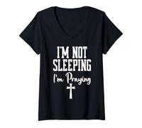 Mujer Shh Im Not Sleeping Im Praying Mama Prayer Mom God Pray More Camiseta Cuello V