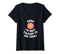 Mujer Shhh, Hoy Solo Hablo con Dios. Camiseta Cuello V