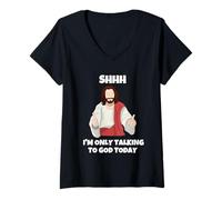 Mujer Shhh, Hoy Solo Hablo con Dios. Camiseta Cuello V
