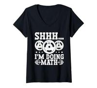Mujer Shhh I'm Doing Math Weight Plate Humor Camiseta Cuello V