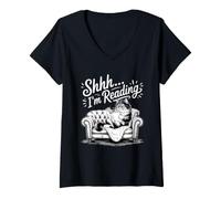 Mujer Shhh I'm Reading Camiseta Cuello V