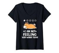 Mujer Shiba Inu Dog Sleep I Am Not Feeling Funny Puppy Dogs Camiseta Cuello V