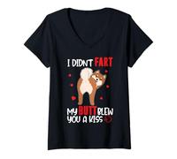 Mujer Shiba Inu I Didn’t Fart My Butt Blew You A Kiss Funny Dog Camiseta Cuello V