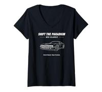 Mujer Shift The Paradigm Neo-Classic Coche Line Art Aesthetic Camiseta Cuello V