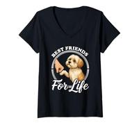 Mujer Shih-Poo Amante Mejores Amigos Diseño Hermoso Shih Poo Camiseta Cuello V