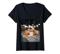 Mujer Shih Tzu Iced Coffee Late Night Chill Dog Lover Apparel Camiseta Cuello V