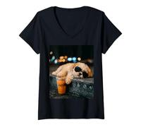 Mujer Shih Tzu Iced Coffee Late Night Chill Dog Lover Apparel Camiseta Cuello V
