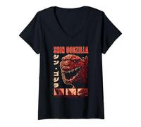 Mujer Shin Godzilla a City Doomed Collage with Kanji Monster Movie Camiseta Cuello V