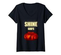 Mujer Shine God'S Love Christian Tees Alternativa Halloween Camiseta Cuello V