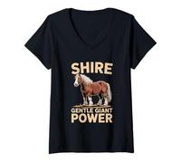 Mujer Shire Horse Shire Giant Gentle Power Design Camiseta Cuello V