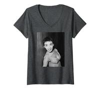 Mujer Shirley Bassey 1956 Quema mi Vela en Ambos Extremos Camiseta Cuello V