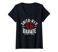 Mujer Shito-Ryu Karate Do Artes Marciales Japón Osaka Vintage Camiseta Cuello V