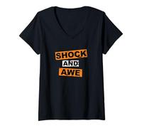 Mujer Shock and awe Vintage Regalo Letras inspiración motivación Camiseta Cuello V