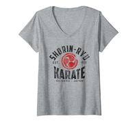 Mujer Shorin-Ryu Karate Do Artes Marciales Japón Okinawa Vintage Camiseta Cuello V