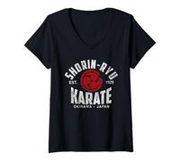 Mujer Shorin-Ryu Karate Do Artes Marciales Japón Okinawa Vintage Camiseta Cuello V