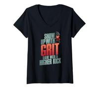 Mujer Show UP with Grit Leave with A Higher Kick Camiseta Cuello V