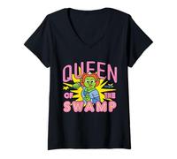 Mujer Shrek Emoji Queen of The Swamp Camiseta Cuello V