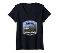 Mujer Shrek Far Far Away Castle Landscape Camiseta Cuello V
