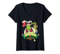 Mujer Shrek Jingle Bells Christmas Smells Shrek and Fiona Camiseta Cuello V