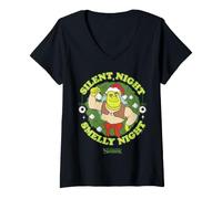 Mujer Shrek Silent Night Smelly Night Funny Holiday Camiseta Cuello V