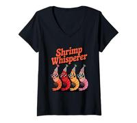 Mujer Shrimp Whisperer Seafood Humor Party Vibe Camiseta Cuello V