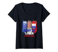 Mujer Shut Up Liver You Are Fine Beer Drinking 4th of July Camiseta Cuello V