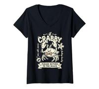 Mujer si Crabby por Favor Volver A LA Playa Gracioso Camiseta Cuello V