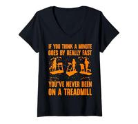 Mujer Si crees que pasa un minuto muy rápido Cinta de correr Camiseta Cuello V