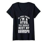 Mujer Si Crees Que Soy un Semental Conoce a mi Abuelo Divertido Camiseta Cuello V
