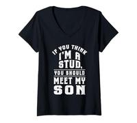 Mujer Si Crees Que Soy Un Semental Conoce A Mi Hijo Funny Family Camiseta Cuello V