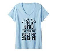 Mujer Si Crees Que Soy Un Semental Conoce A Mi Hijo Funny Family Camiseta Cuello V