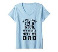 Mujer Si Crees Que Soy Un Semental Conoce A Mi Padre Divertido Camiseta Cuello V