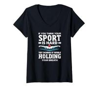 Mujer Si Crees Que tu Deporte es difícil Nadador Divertido Camiseta Cuello V