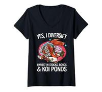 Mujer Sí, diversifico Invierto en acciones, bonos y estanques koi Camiseta Cuello V