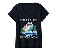 Mujer Si el barco está Rockin, no te molestes en el crucero de luna de miel Knockin Camiseta Cuello V