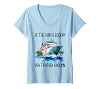 Mujer Si el barco está Rockin, no te molestes en el crucero de luna de miel Knockin Camiseta Cuello V