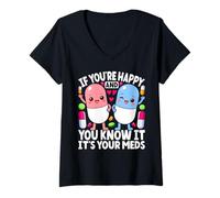 Mujer Si Eres Feliz y lo Sabes, es tu Enfermera Divertida de medicamentos Camiseta Cuello V