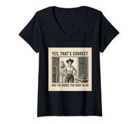 Mujer Sí, eso es Correcto y el Caballo en el Que montaste en Vaquera Camiseta Cuello V