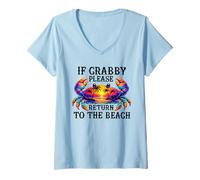 Mujer Si está malhumorado, por Favor regrese a la Playa: Divertidas Vacaciones de Verano Camiseta Cuello V