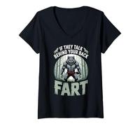 Mujer Si Hablan Detrás De Tu Espalda Pedo Alfa Lobo Sarcástico Camiseta Cuello V
