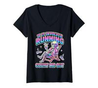 Mujer Si implica Correr Count Me out Skeleton Vacaciones Camiseta Cuello V
