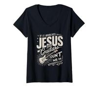 Mujer Si Involucra a Jesus Guitars Cuéntame En Guitarrista Christian Camiseta Cuello V