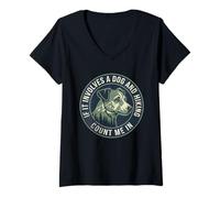 Mujer Si Involucra a un Perro y Senderismo Cuenta Conmigo Camiseta Cuello V