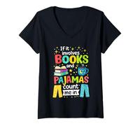 Mujer Si Involucra Libros y Pijamas, Cuenta Conmigo, Lectura de Libros Camiseta Cuello V