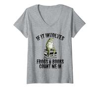 Mujer Si Involucra Ranas y Libros, cuente Conmigo en Rana lectora Camiseta Cuello V