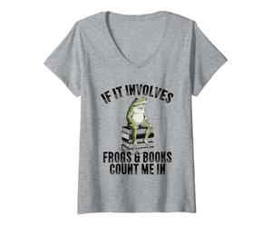 Mujer Si Involucra Ranas y Libros, cuente Conmigo en Rana lectora Camiseta Cuello V