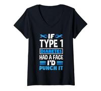 Mujer Si la Diabetes tuviera un Golpe en la Cara Tipo 1 Conciencia de la Diabetes Camiseta Cuello V